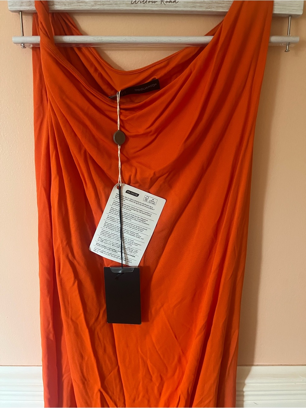 Dsquared2 Draped Orange Maxi Dress slinky chic runway luxury celeb blogger nwt L - Picture 4 of 11